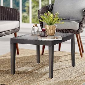 Grey Patio Coffee Table - Small Plastic Garden Side Table in Anthracite Grey